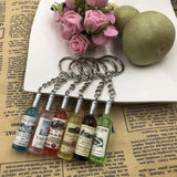 Handmade Resin Wine Bottle Key Chains charm Key Rings Alloy Charms Gifts  Wholesale