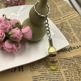 Handmade Resin Wine Bottle Key Chains charm Key Rings Alloy Charms Gifts  Wholesale