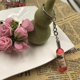 Handmade Resin Wine Bottle Key Chains charm Key Rings Alloy Charms Gifts  Wholesale