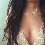 Necklace For Women Fashion Gold Color Medallion Necklace Multiple Layers Pendant Long Necklaces Boho Jewelry