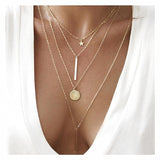 Necklace For Women Fashion Gold Color Medallion Necklace Multiple Layers Pendant Long Necklaces Boho Jewelry