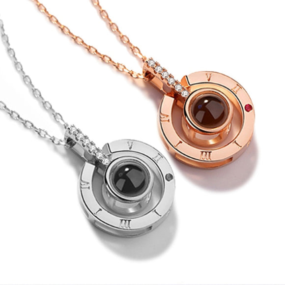2018 New Arrival Rose Gold&Silver 100 languages I love you Projection Pendant Necklace Romantic Love Memory Wedding Jewelery