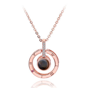 2018 New Arrival Rose Gold&Silver 100 languages I love you Projection Pendant Necklace Romantic Love Memory Wedding Jewelery