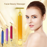 Facial Beauty Roller Massager Stick Lift Skin Tightening Wrinkle Bar Slimming Face roller   24k Gold Colour Vibration