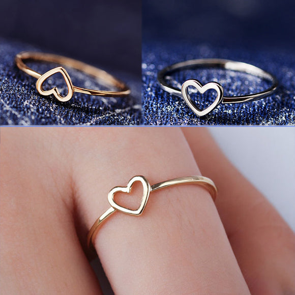 Ring Golden Hollow Out Beautiful Silver Wedding Couples Heart